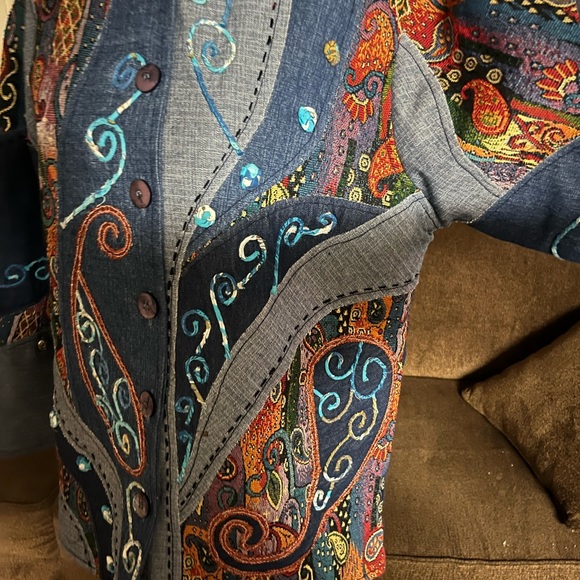 Silverstream • Vtg • Denim • Jacket • Embroidery • Paisley • One Size - Picture 10 of 16